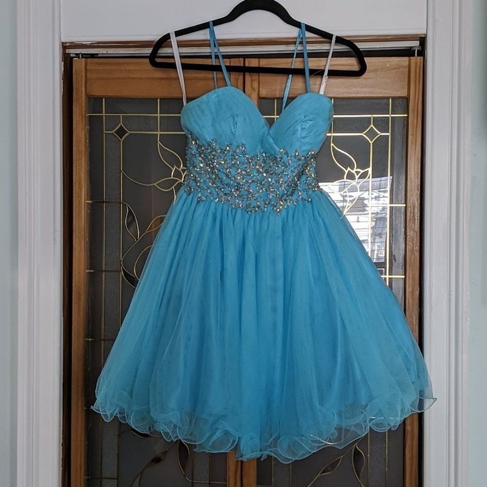 In Phase Fashions sky blue prom dress